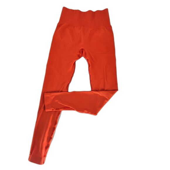 Bo+Tee Ribbed Waist Seamless Intensity Leggings Deep Orange Small - Picture 2 of 7